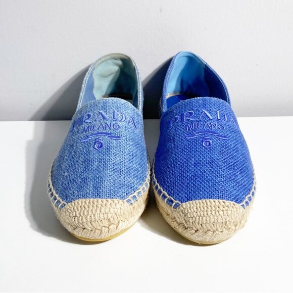 NWT Prada Linen Espadrilles Blue size 37 - Picture 3 of 10